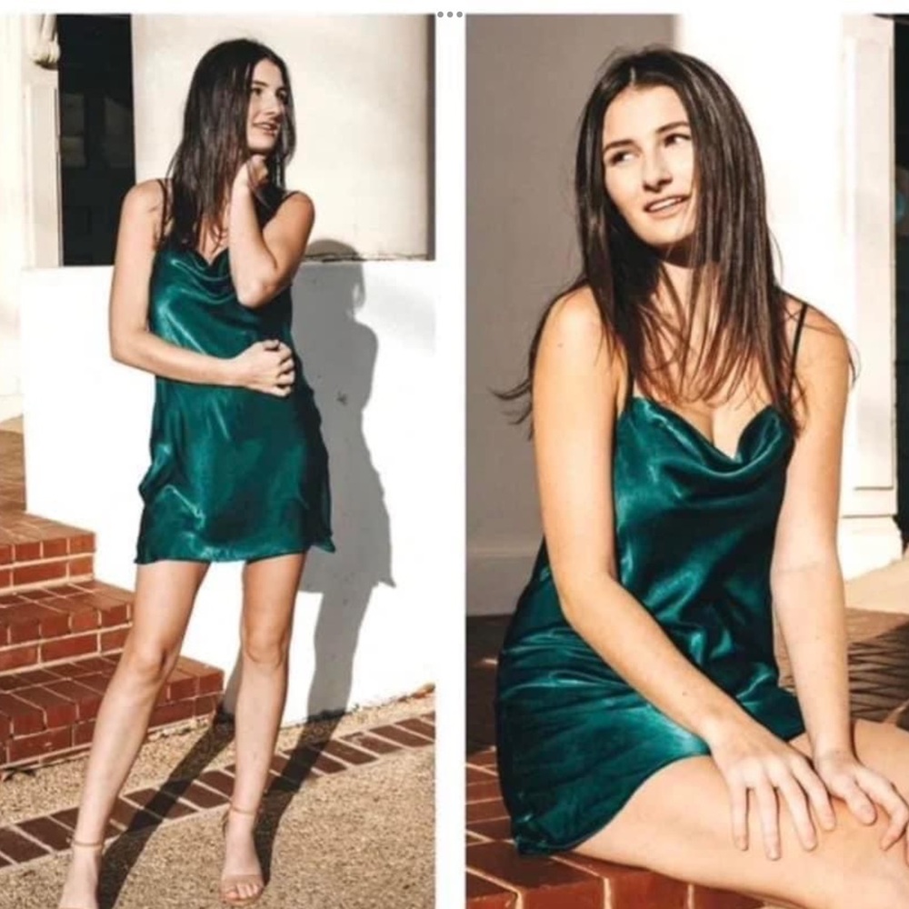 Show Me Your MuMu Sabine Slip Dress in Emerald
